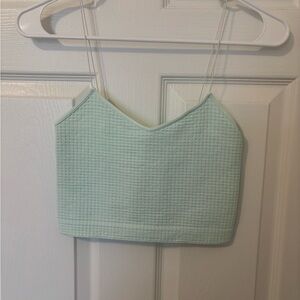 Women’s NikiBiki cropped seamless mint green waffle tank top